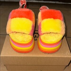 UGG Multicolor Fuzzy Platform Slippers